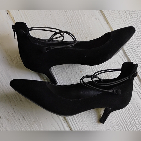 Nine West Shoes - Nine West Faux Leather stilettos Heels Sz 6 M Black Zipper Pointed Toes